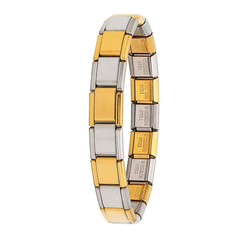 Italian Charm Bracelet in Gold-Silber-Bicolor aus hochwertigem Edelstahl – klassisches, modulares Basisarmband für individuelle Charms.