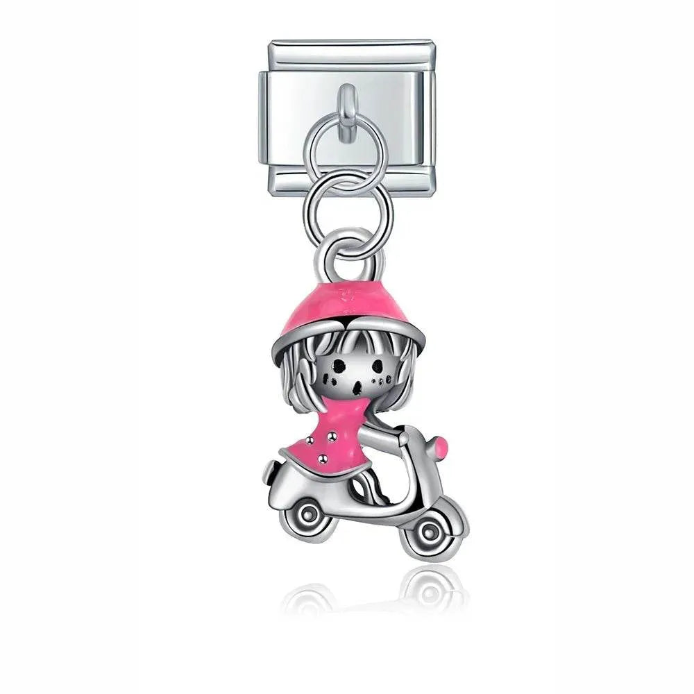 GIRL ON SCOOTER - PENDANT CHARM - Charea