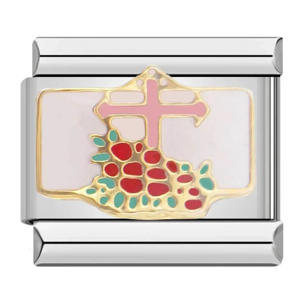 CROSS WITH COLORFUL STONES - CHARM - Charea