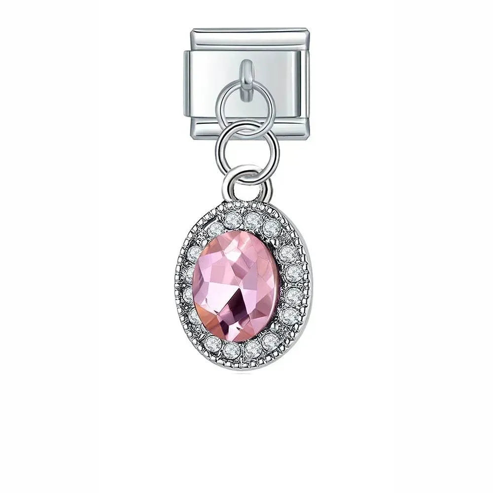 PINK OVAL JEWEL - PENDANT CHARM - Charea