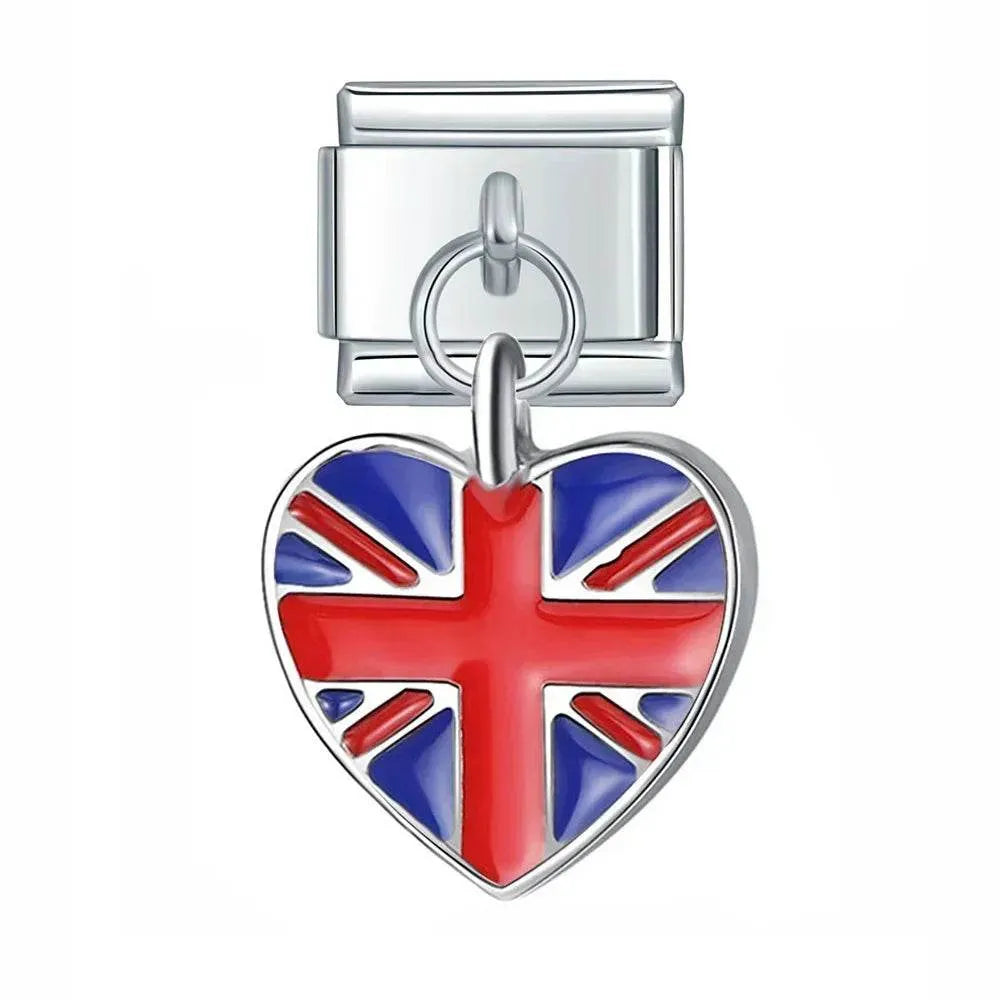 HEART WITH UNION JACK - PENDANT CHARM - Charea