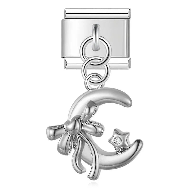 MOON WITH BOW - PENDANT CHARM - Charea