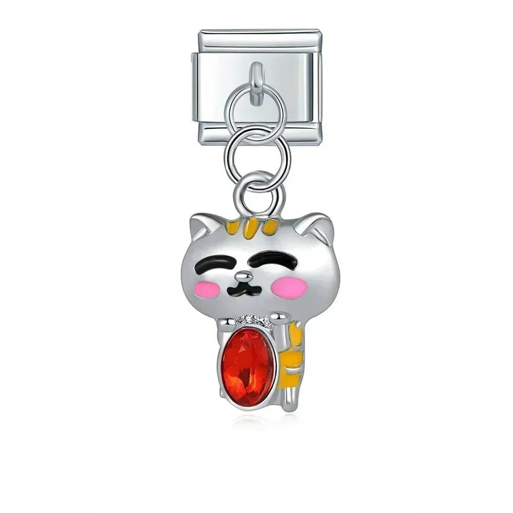 CAT WITH RED GEM - PENDANT CHARM - Charea