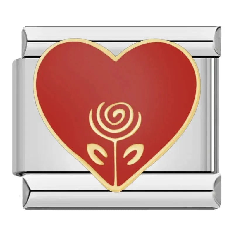 HEART WITH ROSE - CHARM - Charea