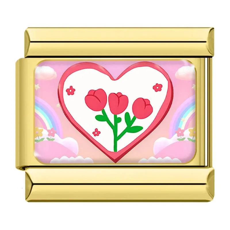 HEART WITH FLOWERS - CHARM - Charea