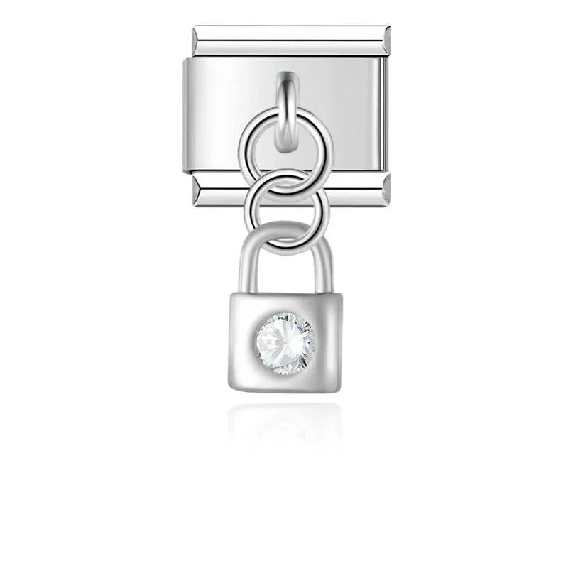 LOCK WITH CRYSTAL - PENDANT CHARM - Charea